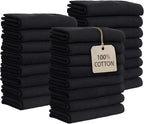 GREEN LIFESTYLE Black Bleach Proof Towels Bulk Sets 100% Cotton 16' X 25' by GreenLifeStyle