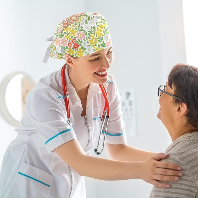 Scrub Caps Women Nursing Hats Floral Flowers - Image 6