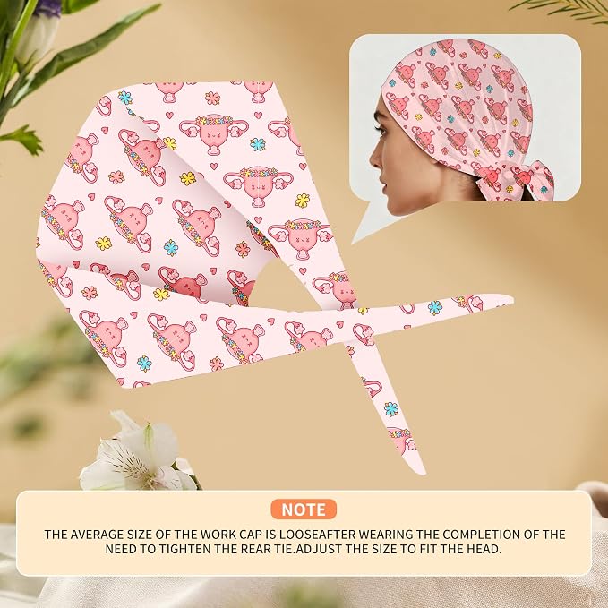 Adjustable Scrub Cap with Buttons & Sweatband, Working Hat with Elastic Tie Back - Image 5