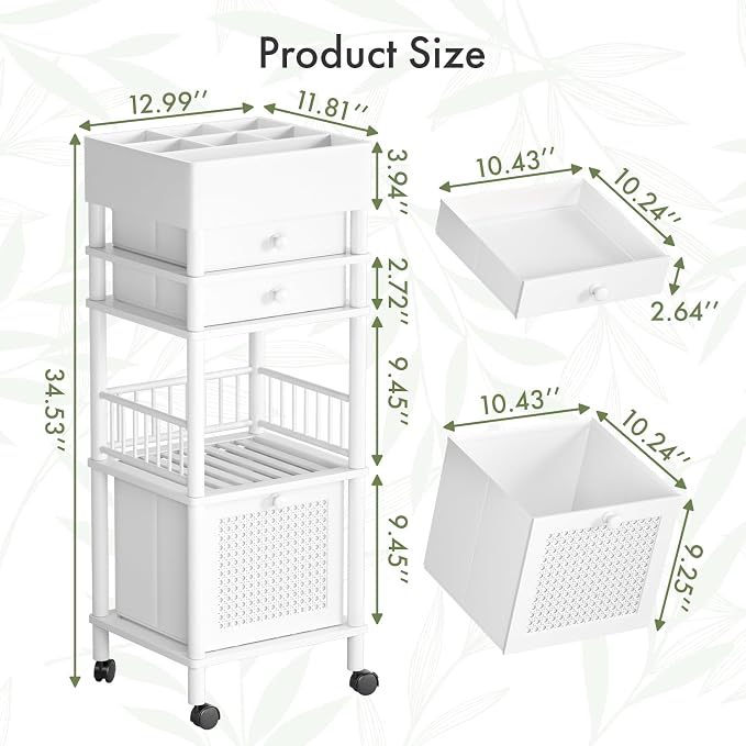 Amazer Bamboo Makeup Organizer Cart - Image 2