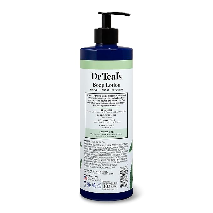 Dr Teal's Body Lotion, Cannabis Sativa Hemp Seed Oil & Essential Oils, 18 fl oz - Image 8