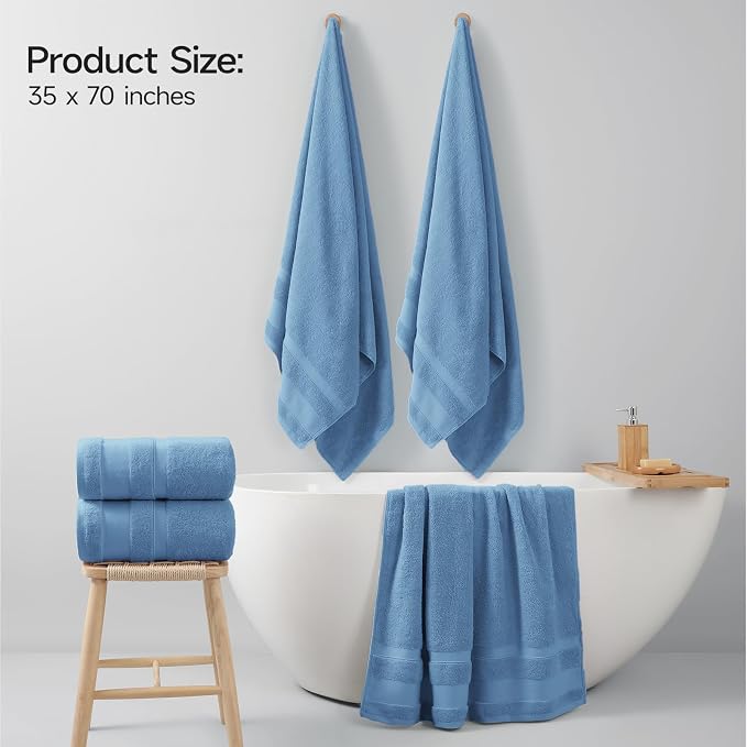 REDKISS 100% Cotton Bath Towels Set of 2, Extra Large Bath Sheets 35 X 70 Inches - Image 2