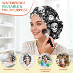 Shower Cap Reusable Double Layer Adjustable Elastic Waterproof EVA Hair Bath - Image 6