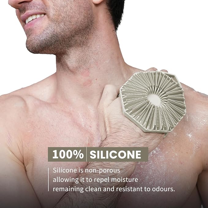 iTokGoK® Premium Silver-Infused 2-in-1 Silicone Body Scrubber, Double-Sided - Image 2