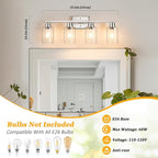 Unicozin 4-Light Bathroom Light Fixtures, Modern Vanity Lights - Image 3