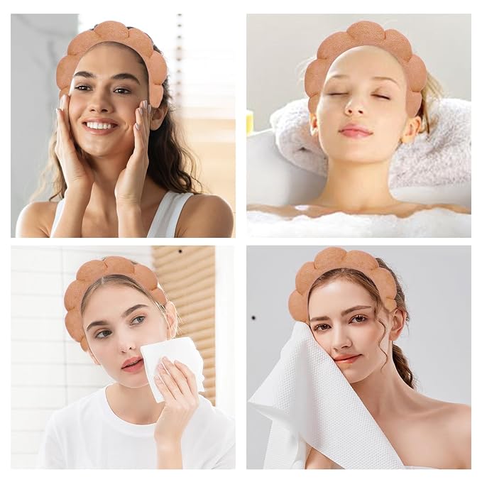 Beleki Spa Headband for Washing Face Wristband Set Sponge Headband Makeup - Image 5