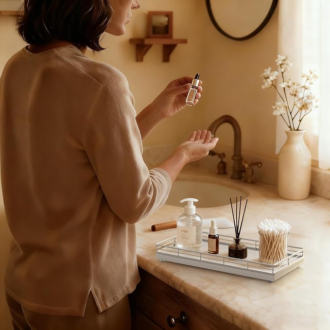 Bathroom Vanity Tray for Countertop, Bathroom Organizer for Soap, Perfume & - Image 6