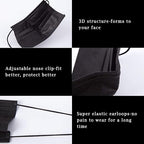 Borje 200 PCS Black Disposable Face Mask 3 Ply Protection Face Masks - Image 4