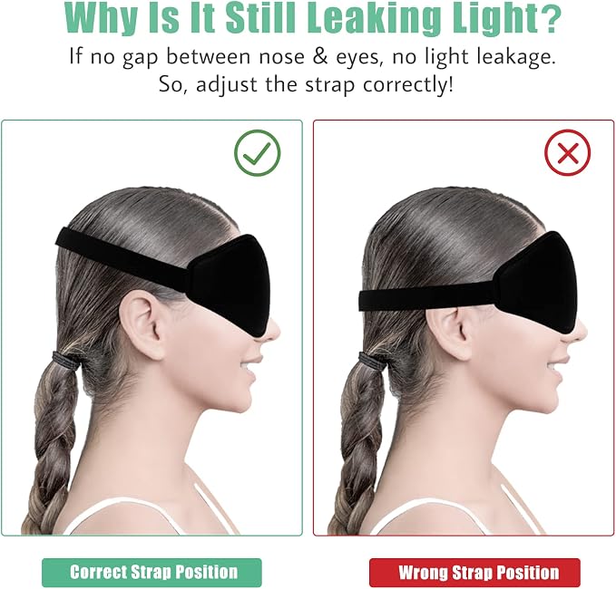 BeeVines Sleep Mask, 2 Pack 3D Contoured Sleeping Eye Masks - Image 6