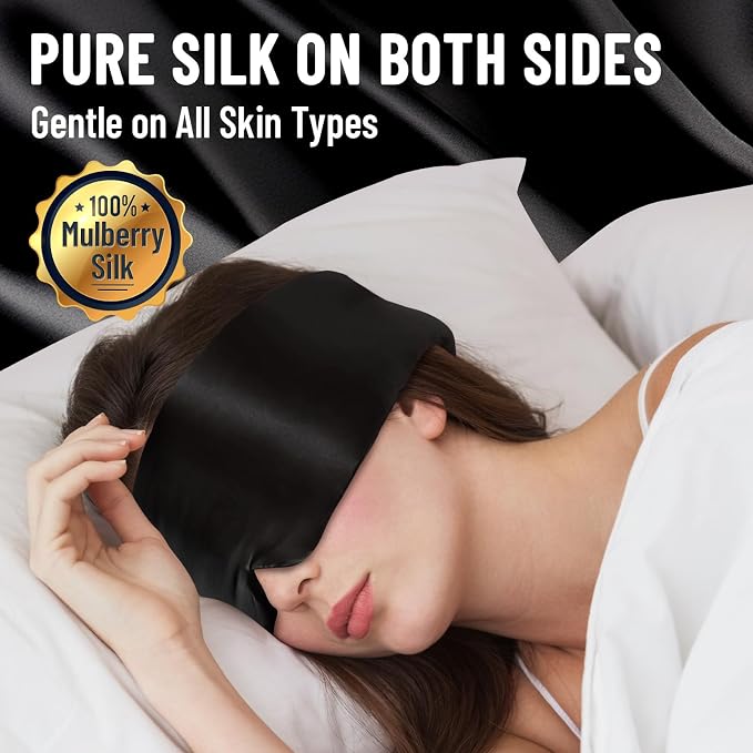 100% Mulberry Silk Sleep Mask, Large Eye Cover - Image 2