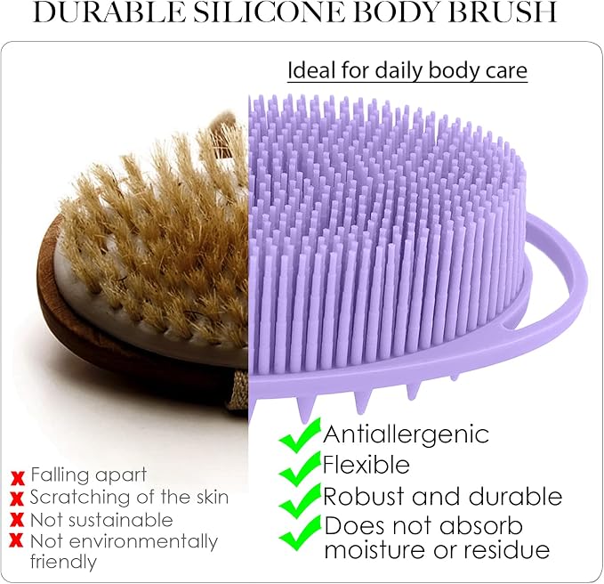 RamPula Silicone Body Scrubber, Silicone Loofah, Quick-Dry Exfoliating Body - Image 2