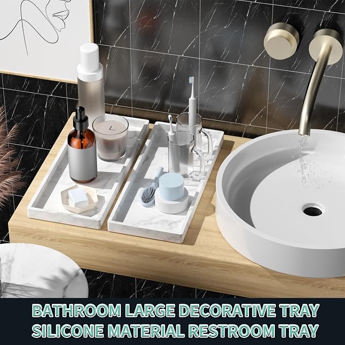 BBK Bathroom Vanity Tray 11.8 in- 2 Pack Silicone Bathroom Tray - Image 7