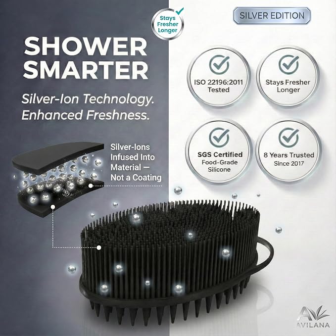 Avilana Silver Edition Scalp Massager Shampoo Brush - Image 3