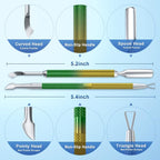 2PCS Metal Yellow-Green Gradient Cuticle Pusher and Cutter Remover Salon - Image 2