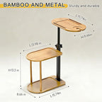 3-Tier Freestanding Bathtub Tray Table, Adjustable Bamboo Bath Caddy - Image 5