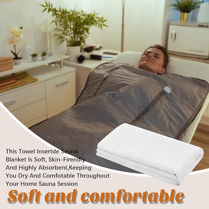 Juexica 1 Pack 70" x 30" Sauna Blanket Insert Towel Cotton Soft Waffle - Image 3