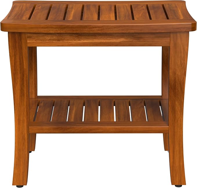 Large Teak Wood Shower Bench Stool - Image 9