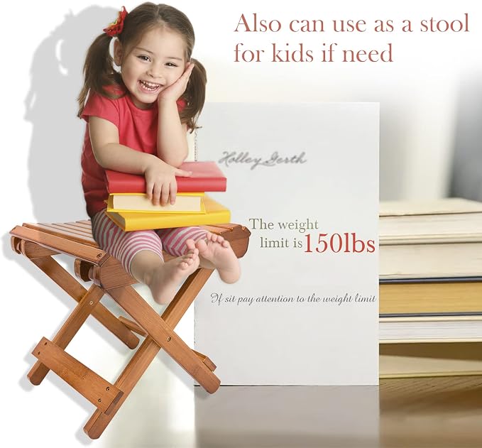 Folding Bamboo Stool for Shower, Leg Shaving and Foot Rest, Natural Bamboo - Image 5