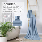 8-Piece Blue Bath Towels Set, 2 Oversized Large Bath Towels Sheet, 2 Hand - Image 6