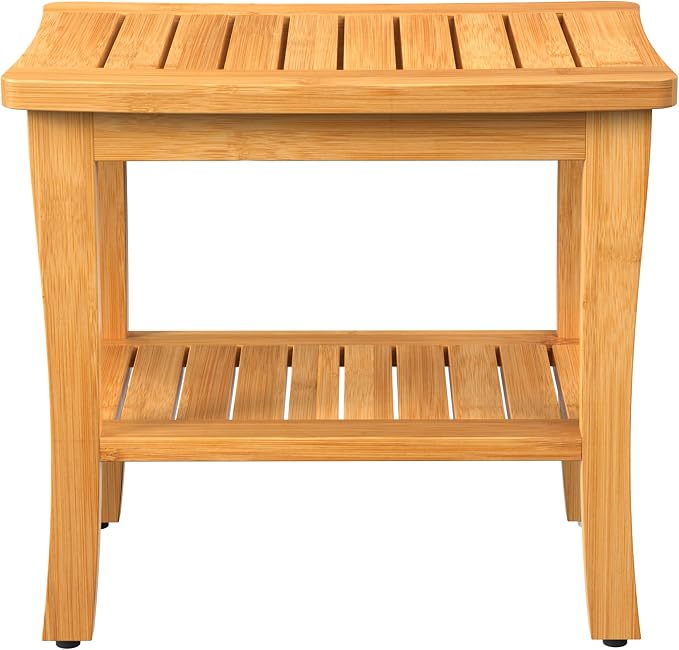 Large Bamboo Shower Bench Stool - Image 9