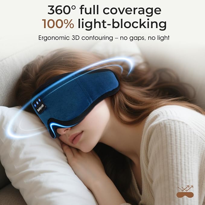 Sleep mask Headphones, 100% Blackout 3D Zero Eye Pressure Bluetooth Sleep mask - Image 2