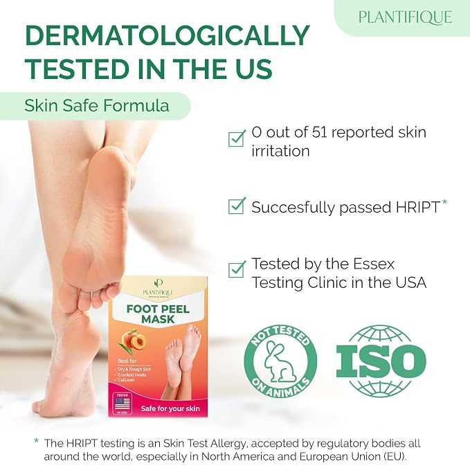 PLANTIFIQUE Foot Peeling Mask 4 Pack | Dermatologically Tested Repairs Heels & - Image 4