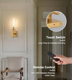 Gold Battery Operated Wall Sconce Set of 2, Wireless Wall Sconces - Image 3