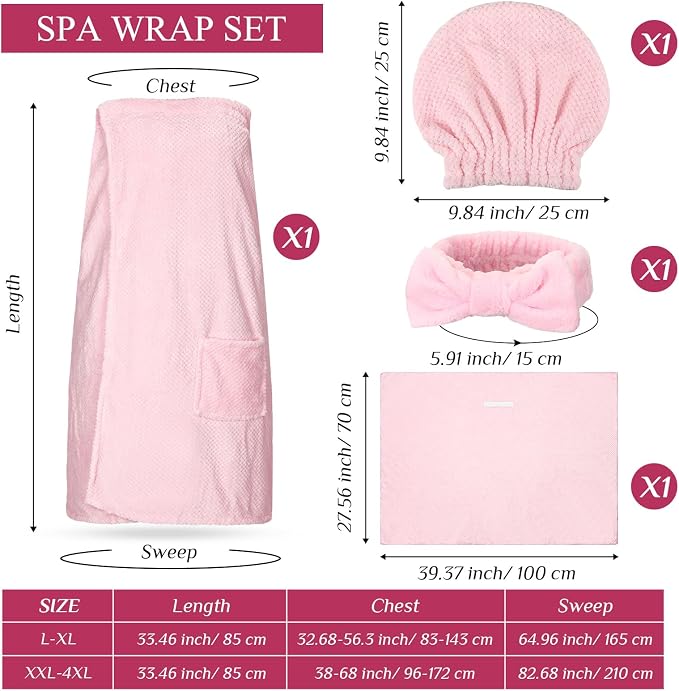Tigeen Plus Size Towel Wrap for Women Spa Robe Set - Image 2
