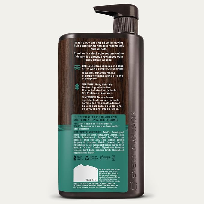 Every Man Jack Sea Minerals + Citron Hydrating Mens 3-in-1 All Over Wash - Image 9