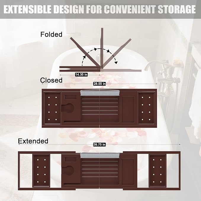 Bathtub Tray Caddy, Expandable Bath Trays - Image 4