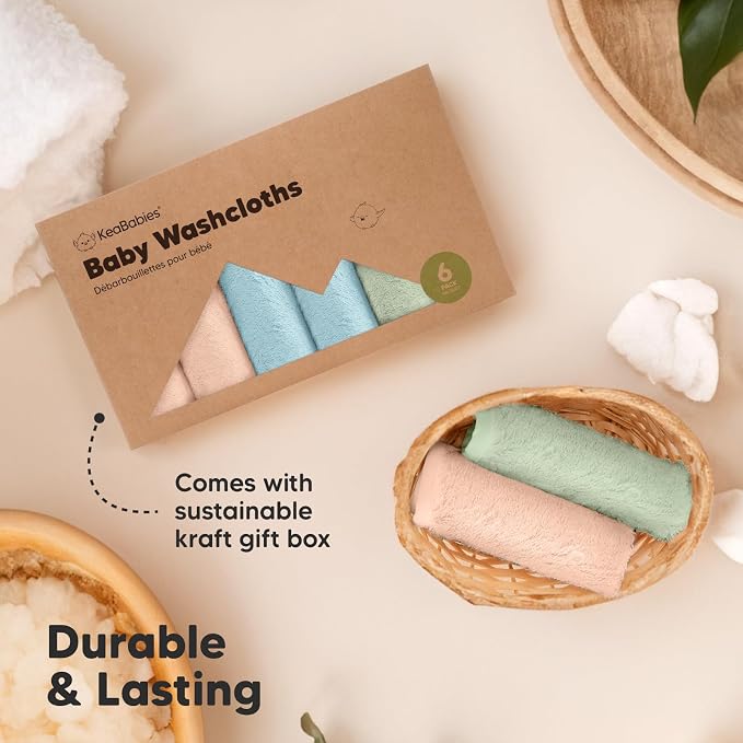 6-Pack Baby Washcloths – Soft Absorbent Viscose from Bamboo Washcloths - Image 7