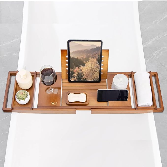 XcE Bamboo Bathtub Caddy Tray - Image 5