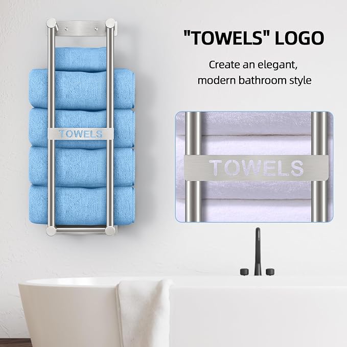 Towel Racks for Bathroom, STWWO Towel Storage for Small Bathroom 22inch - Image 2