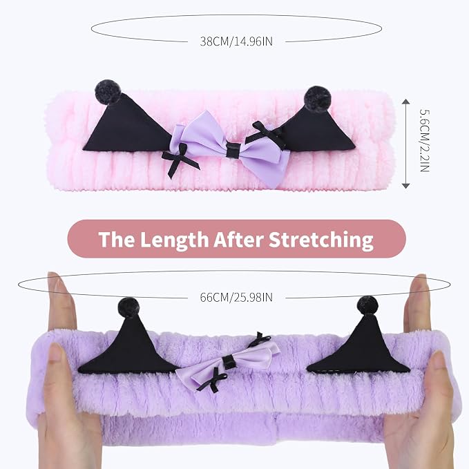 Spa Headband for Washing Face, 2 Pack Cute Hair Band for Shower Yoga Beauty - Image 2