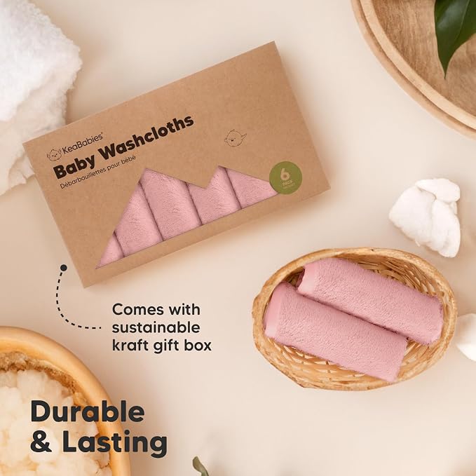 6-Pack Baby Washcloths – Soft Absorbent Viscose from Bamboo Washcloths - Image 7