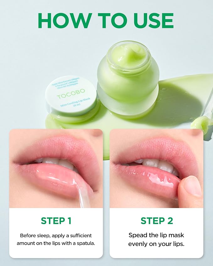 TOCOBO Mint Cooling Lip Mask – Cooling Relief Lip Sleeping Mask - Image 6