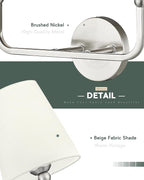 2-Light Bathroom Light Fixtures, Brushed Nickel Vanity Lights, Double Wall - Image 3