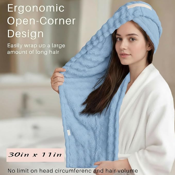 2-Pack Microfiber Hair dring Towel | 50% Faster Drying, Ultra Absorbent & Frizz - Image 5
