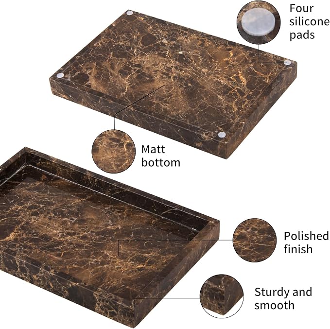 Marble Bathroom Vanity Tray, Natural Luxury Vanity Home Kitchen Bathroom Table - Image 3