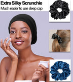 Sleep Cap Bonnet for Sleeping Black Women, Adjustable Cooling Ice Silk Lined - Image 4