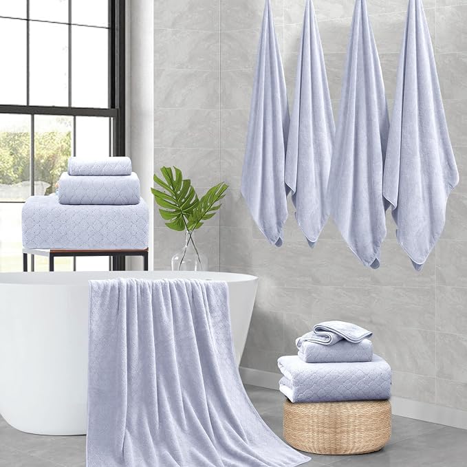 8-Piece Bath Towels Set, 2 Oversized Bath Sheet, 2 Hand Towels and 4 Washcloths - Image 7