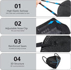 100PCS KN95 Black Face Masks 5 Layer Filter Efficiency≥95% - Image 4