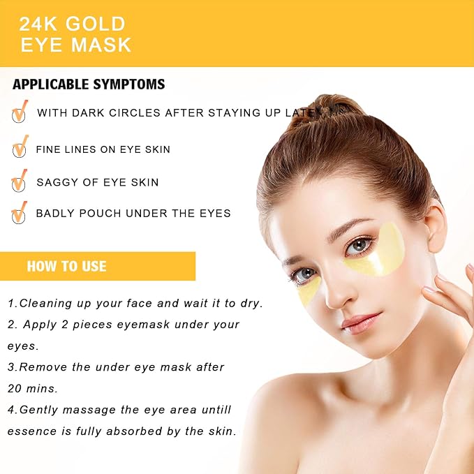 Under Eye Patches, 24K Gold Eye Mask, Collagen Gel Pads Patch Treatments - Image 5