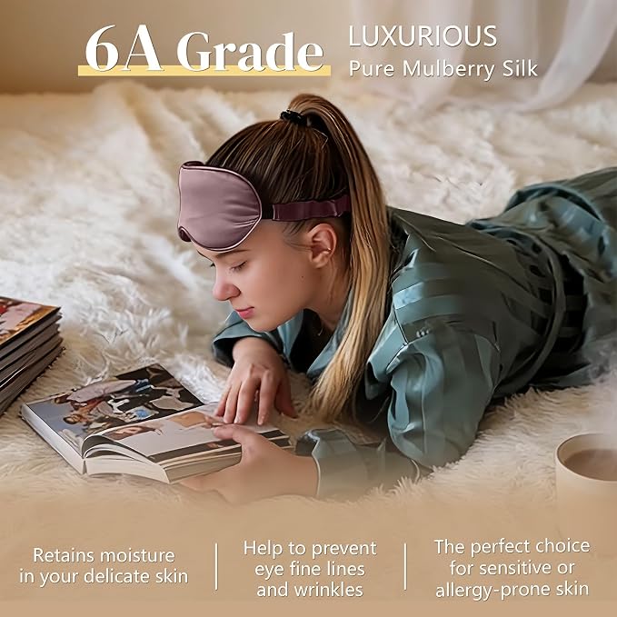 ZIMASILK Adjustable 22 Momme 100% Pure Mulberry Silk Sleep Mask, 3D Contoured - Image 4