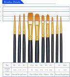 BOSOBO Paint Brushes Set, 6 Pack 60 Pcs Round Pointed Tip Paintbrushes Nylon - Image 6