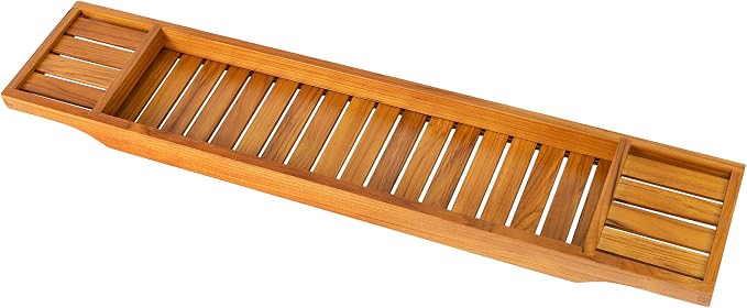 VaeFae Teak Bathtub Tray, Wooden Bath Caddy by VaeFaeDirect