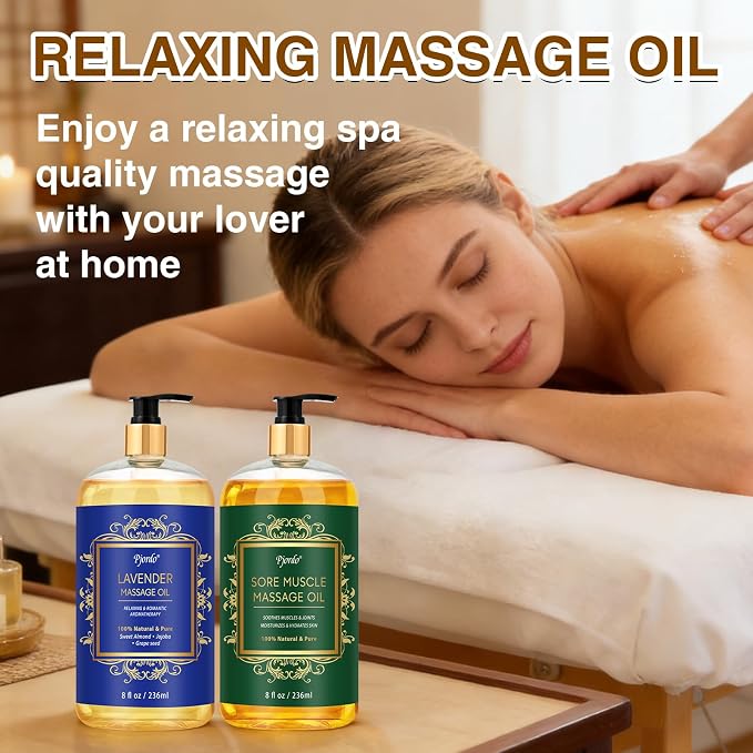 Pjordo 2 Pack Body Massage Oil for Massage Therapy, Sore Muscle Arnica Oil & - Image 5