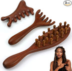 ProSuites 3 Pack Wooden Scalp Massager Tool Loc Combs, Long Handle Head Massage by ProSuites