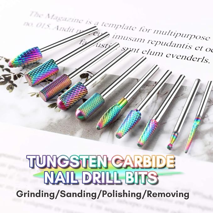 Makartt Nail Drill Bits Set:10Pcs Dimond Tungsten Carbide Nails Bits, 3/32 Inch - Image 7