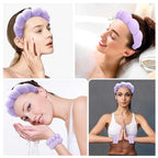 Zkptops Spa Headband for Washing Face Wristband Set Sponge Makeup Skincare - Image 4